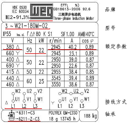 如何看WEG电动机的铭牌和接线