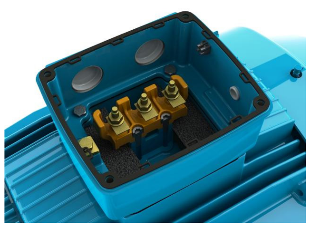 铸铁机座 （左）和铝壳机座 （右）